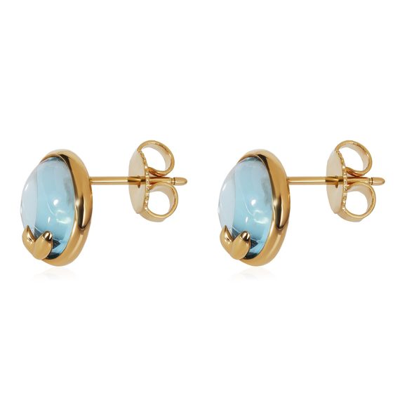 Tiffany & Co. Paloma Picasso Olive Leaf Blue Topaz Earrings in 18k Yellow Gold - Picture 3 of 4